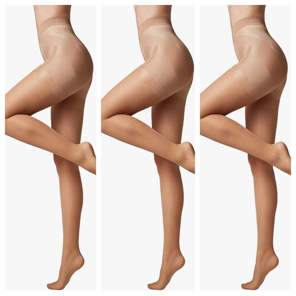 I13 NIB HONEYSEA 3 Pack Antibicrobu Sheer Pantyhose Tights, Nude - Size: XXL